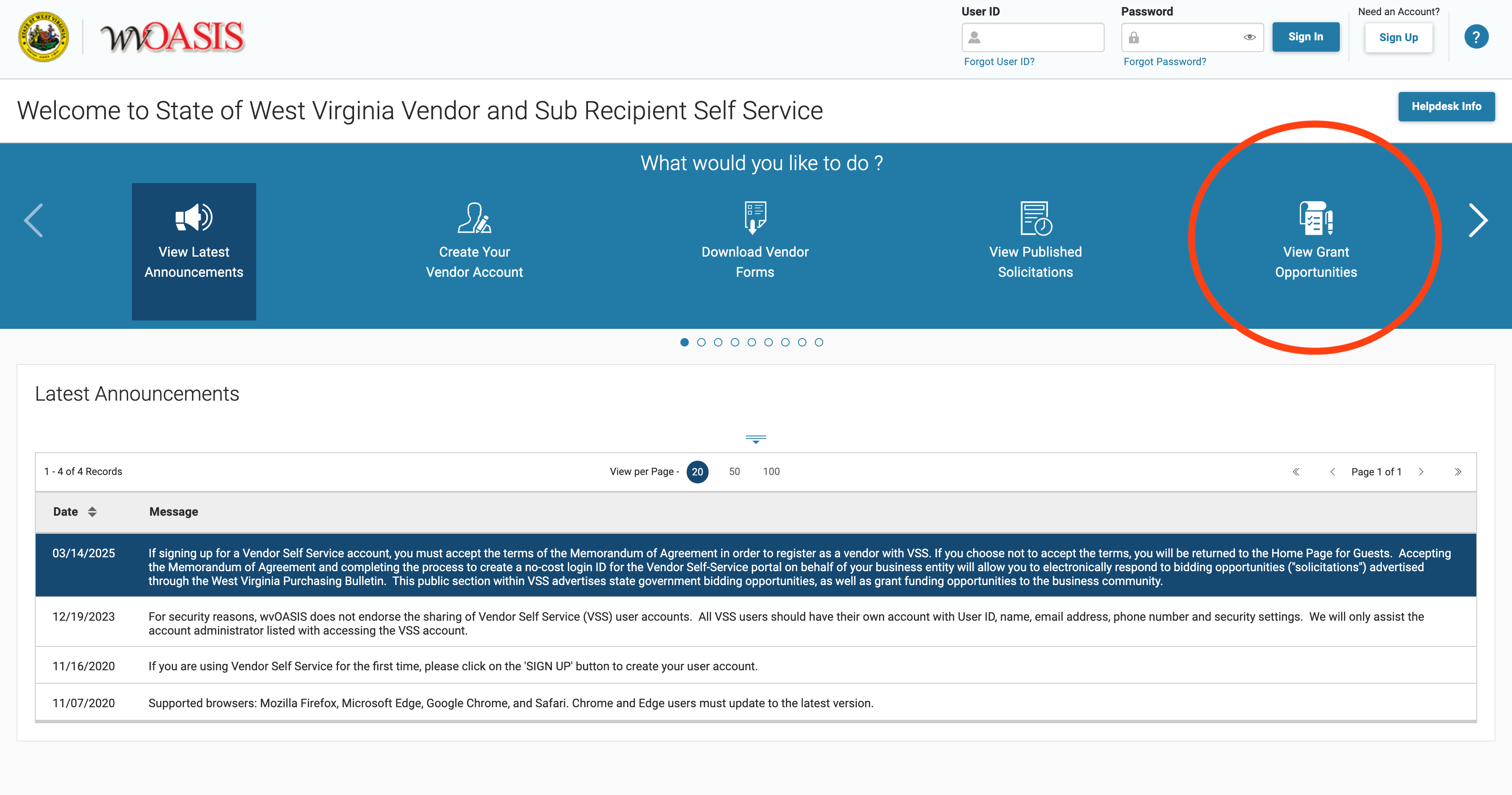 Funding Opportunities Directions