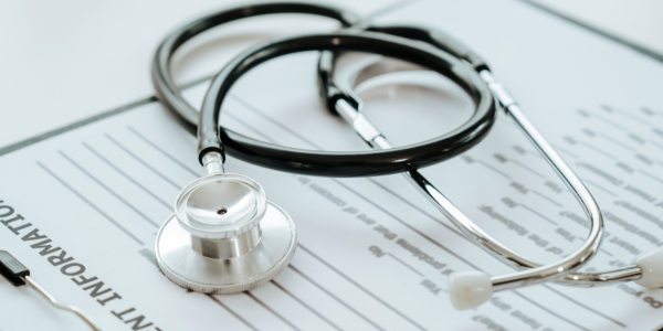 Patient intake form with stethescope